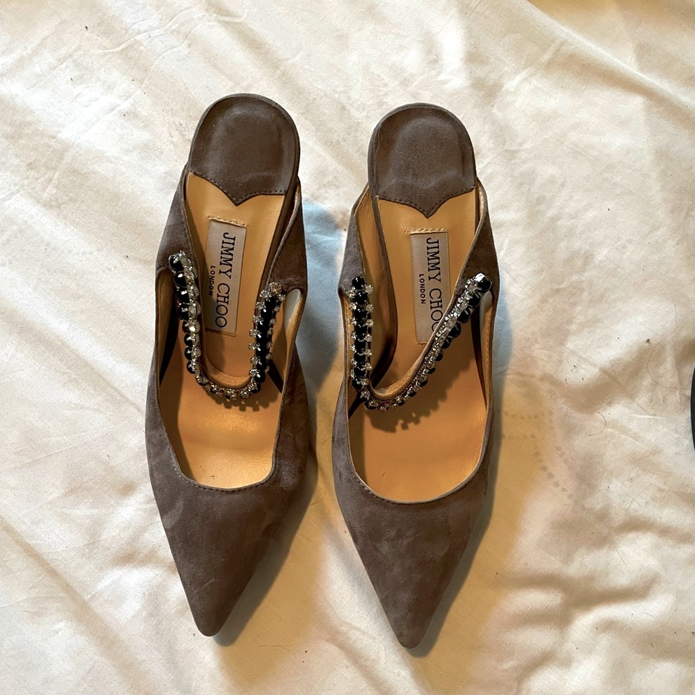 Jimmy choo grey kitty heels
